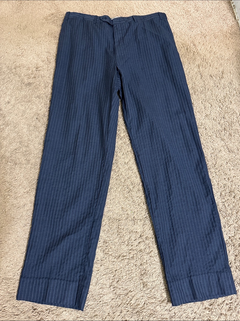 Canali Men's Wool Raised Pinstripe Dress Pants Navy size 38 Old Money Business
